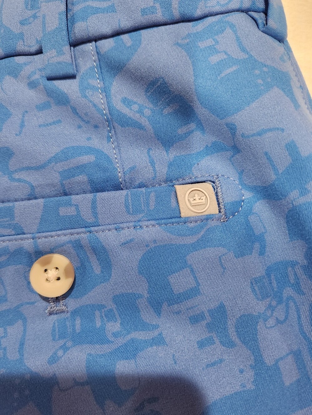 Peter Millar Men's Golf Blue Shorts, Guitar Print, Size 34 - Picture 8 of 8